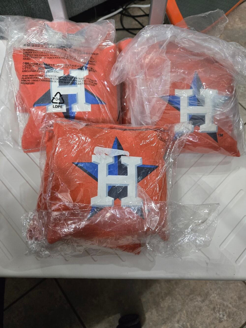 Houston Astros Cornhole Bean Bags Set of 6 Official Team Logo Orange New